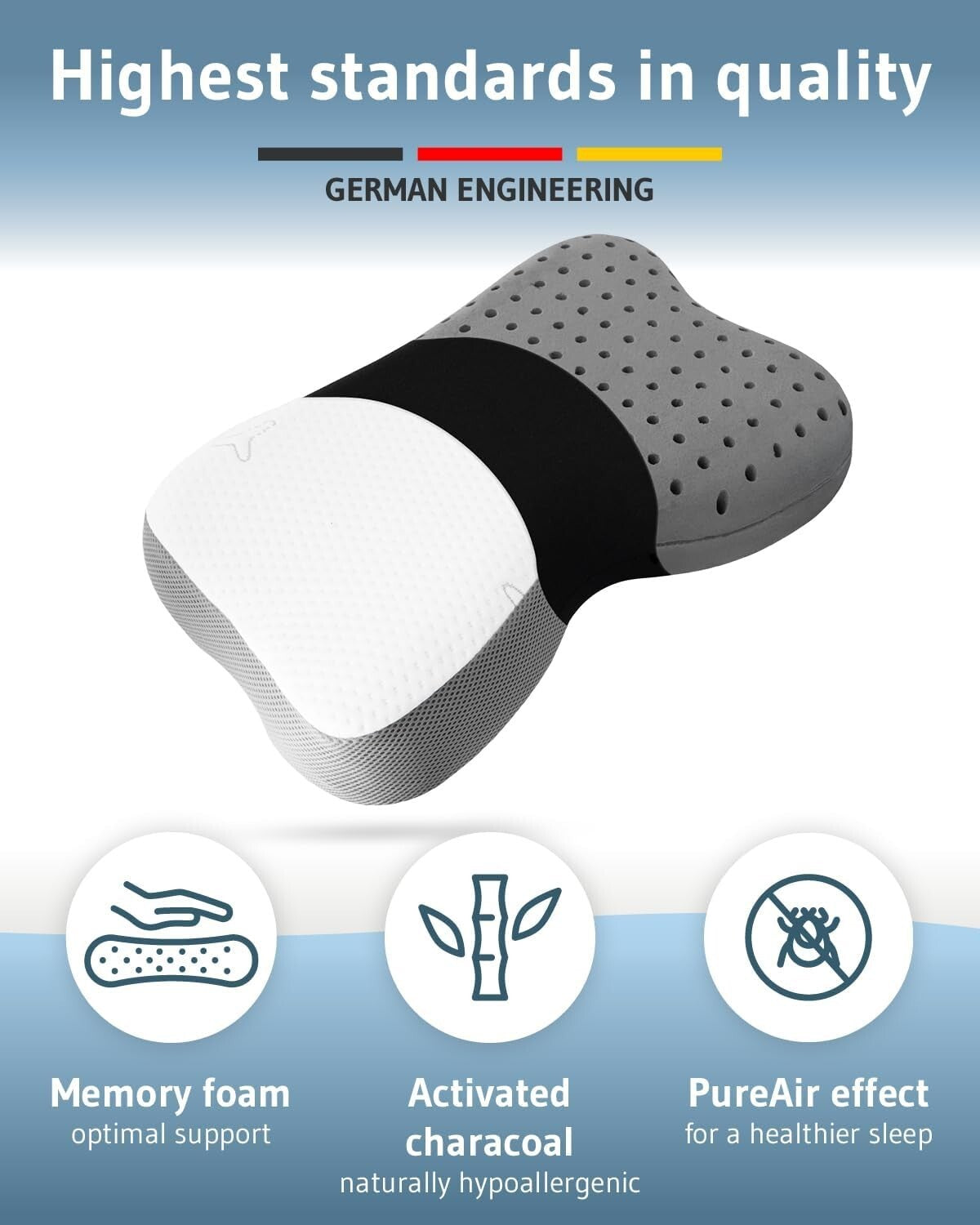 All-in-One Travel Pillow: Ergonomic Memory Foam for Back, Neck and Side Sleepers