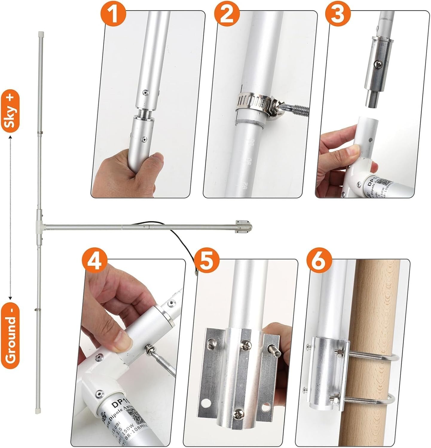 150W Outdoor FM Dipole Antenna – High Gain, Corrosion-Resistant for 87-108MHz
