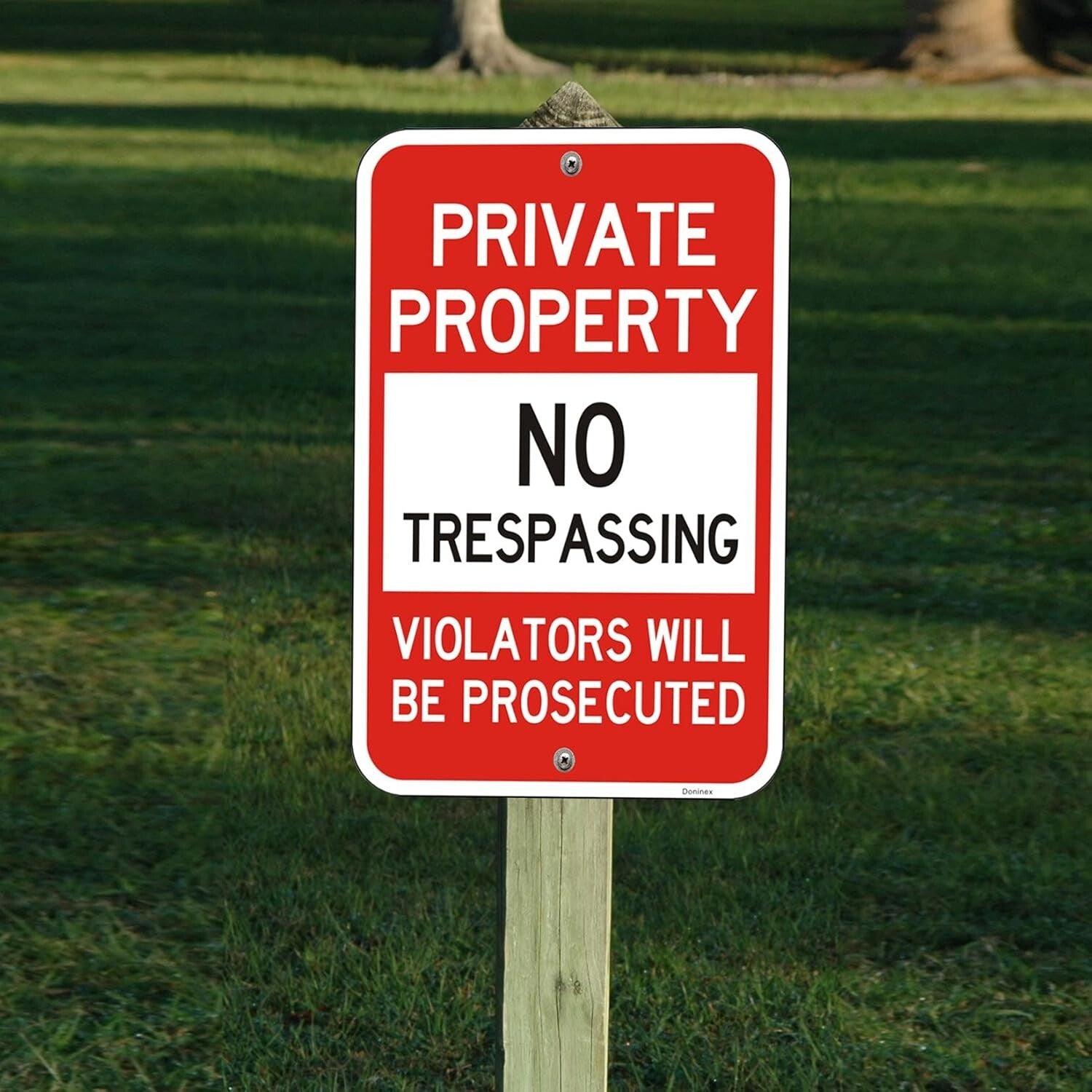 Engineer Grade Reflective No Trespassing Signs, 12x18 Inches, Heavy Duty 4 Pack