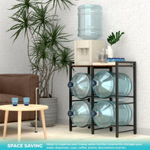 Load image into Gallery viewer, Space-Saving Rustic Water Jug Rack for 4 Bottles - Modern Kitchen Organizer
