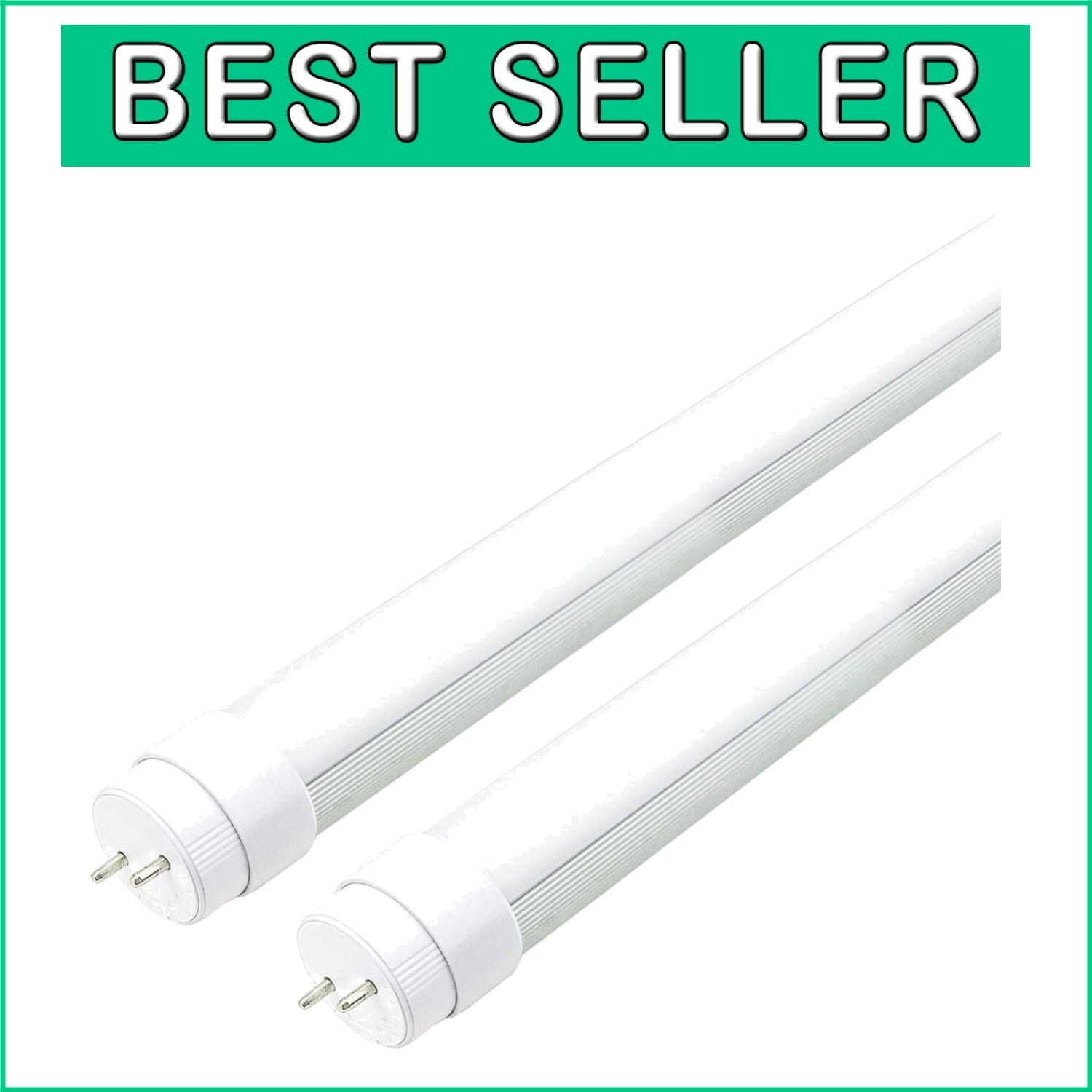 Double-End Input T8 LED Tube Light - 5000K Bright Daylight, 2-Pack, Easy Install