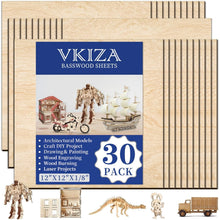 Load image into Gallery viewer, Versatile 30 PCS Basswood Sheets 12"x12" - Ideal for Engraving &amp; Model Making