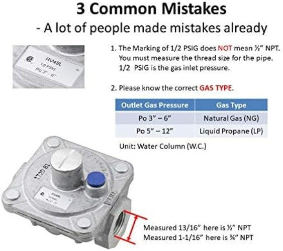 Efficient 1/2" Natural Gas Pressure Regulator - ANSI Standard NPT Fittings