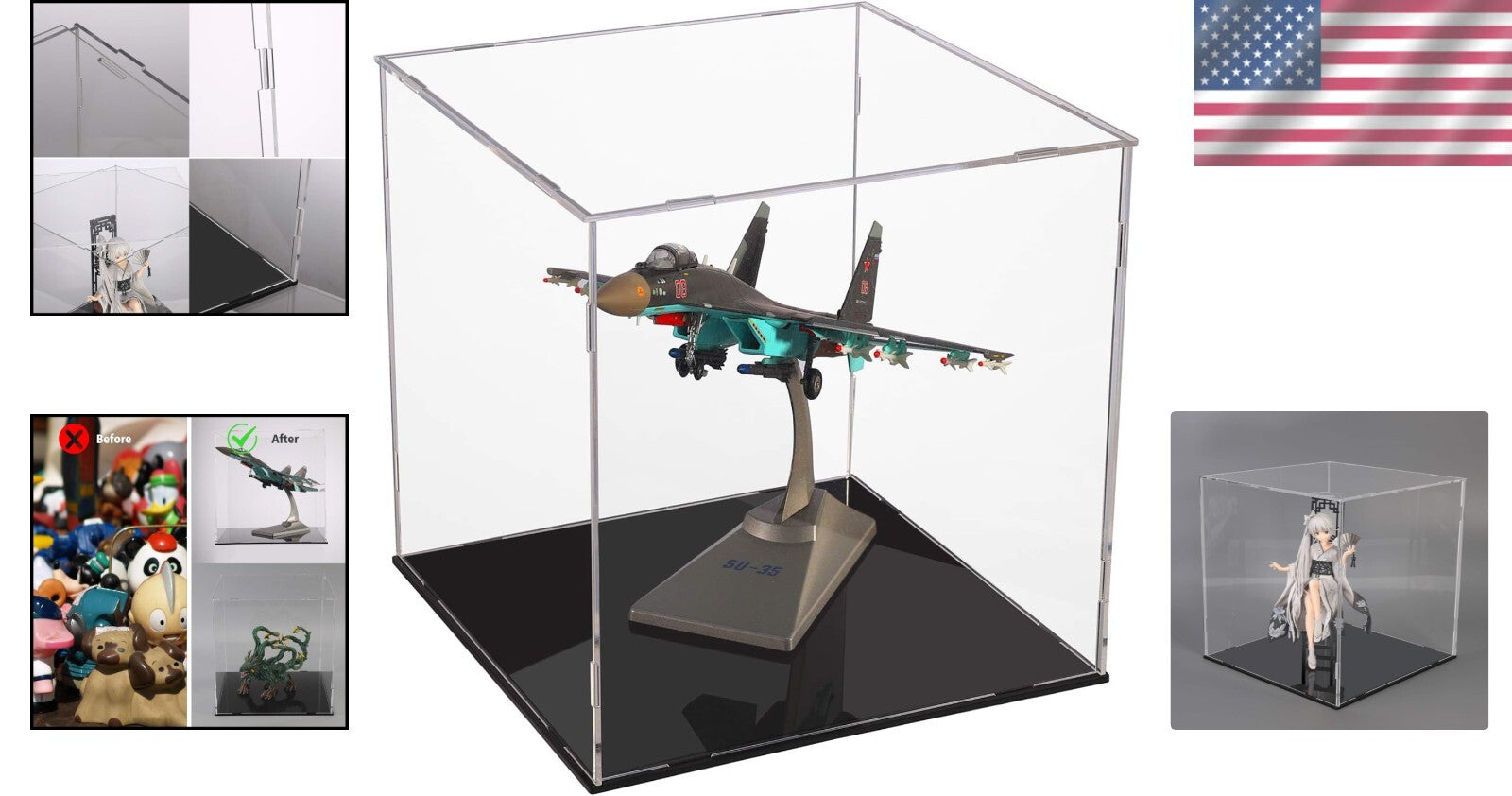 Clear Acrylic Display Case for Action Figures & Collectibles - 12x12x12 Inch