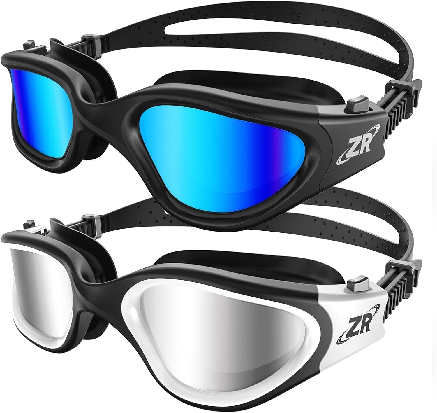 Durable Silicone & Polycarbonate Swim Goggles - 2 Pack with Clear Vision Lenses