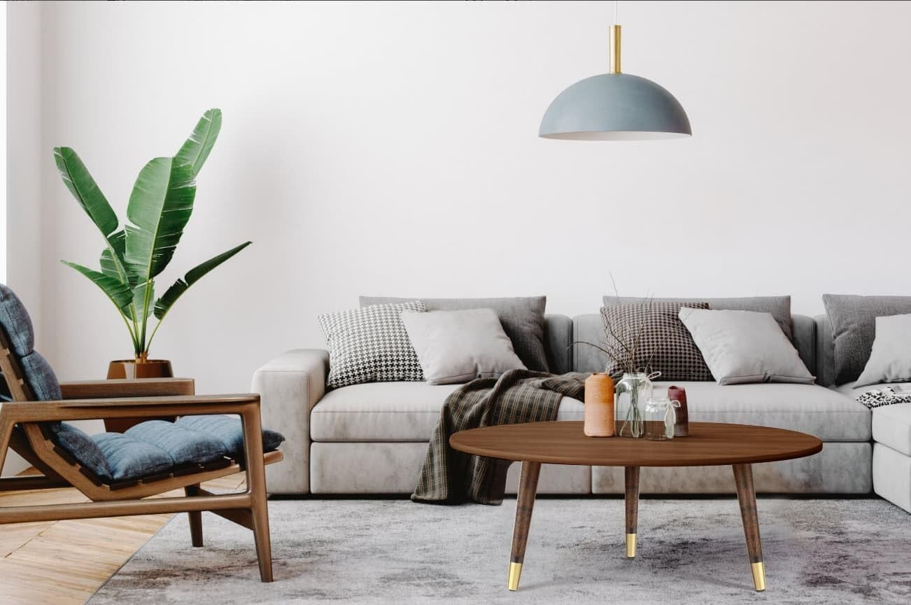 Elegant Walnut Coffee Table Legs - Mid-Century Modern Furniture Feet 16"