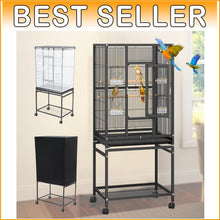 Load image into Gallery viewer, Spacious Bird Cage with Secure Lock, Seed Catcher &amp; Storage - Ideal for Parrots