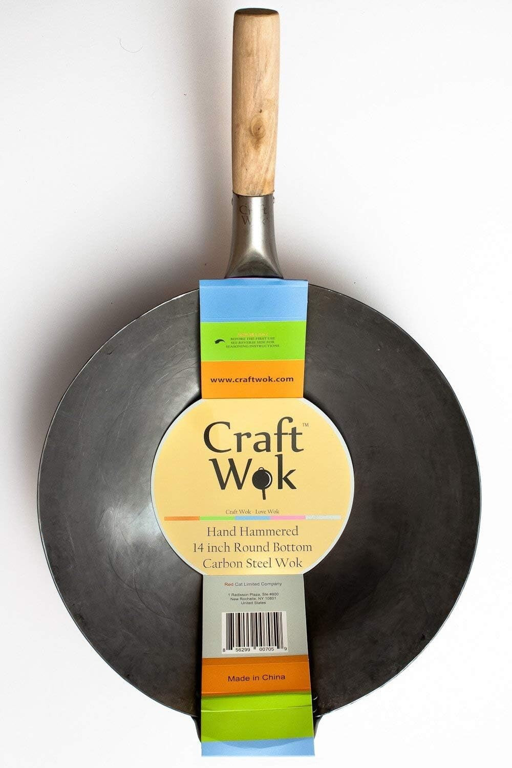 Heavy-Duty 14 Inch Round Bottom Wok - Hand Hammered for Perfect Stir-Frying