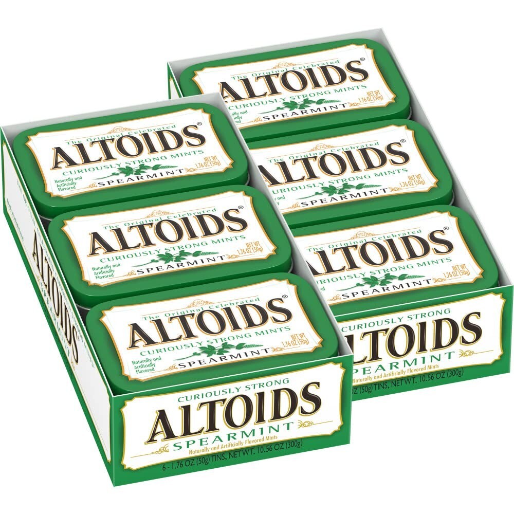 12 Packs of Spearmint Mints - Curiously Strong Breath Fresheners in Tins