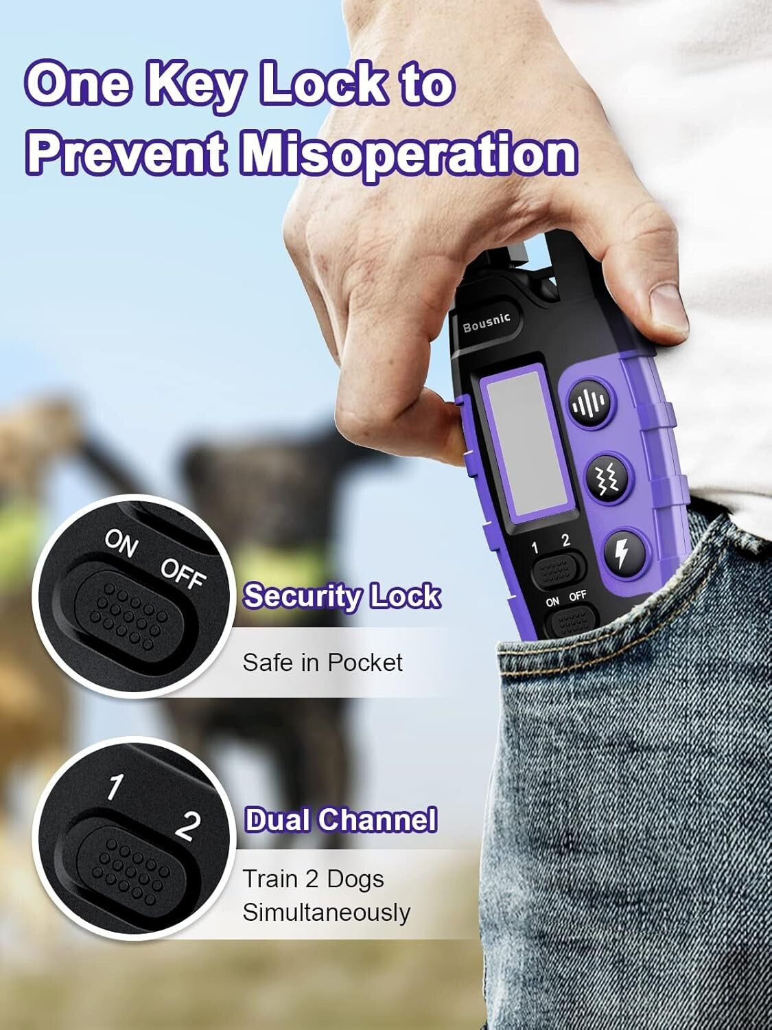 Rechargeable Dog Training Collar for 2 Dogs - 3 Modes, Waterproof Design
