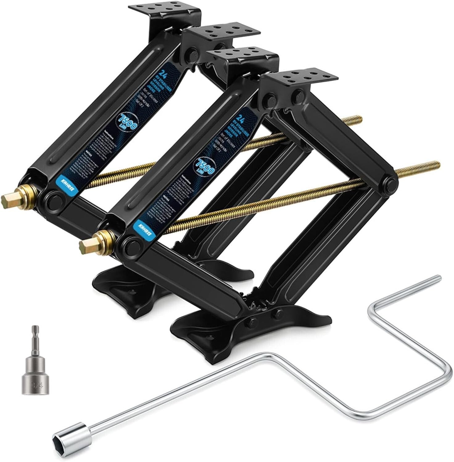 Durable 7500lbs RV Stabilizer Scissor Jacks - For Camping Trailers & Motorhomes