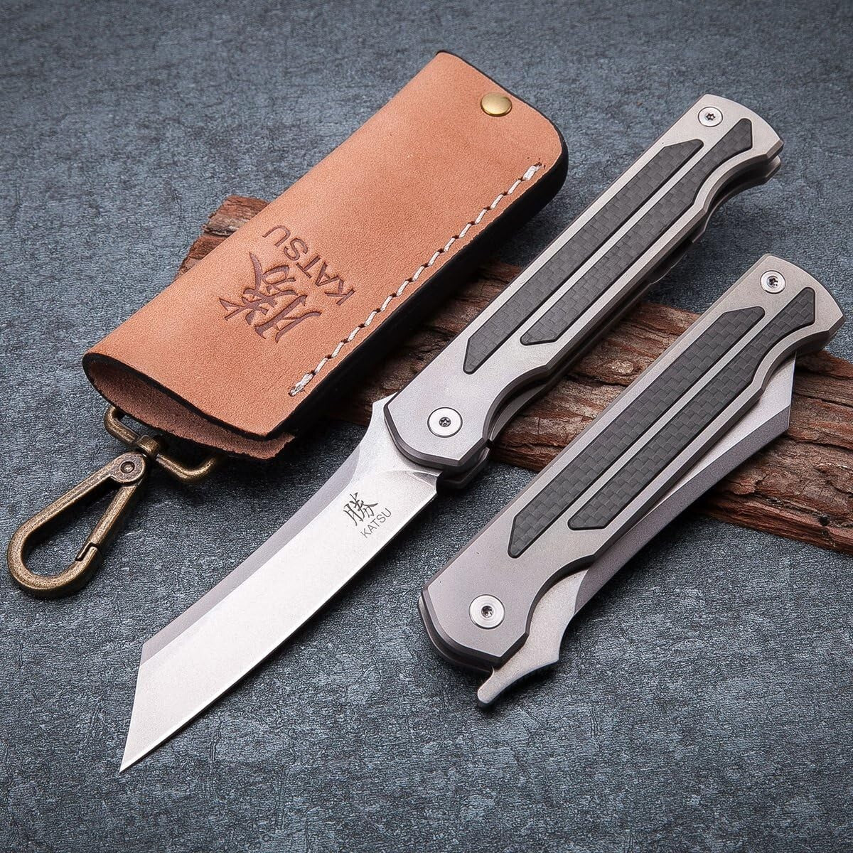 Titanium Folding Pocket Knife with S35VN Steel Blade - Ideal for Camping Use