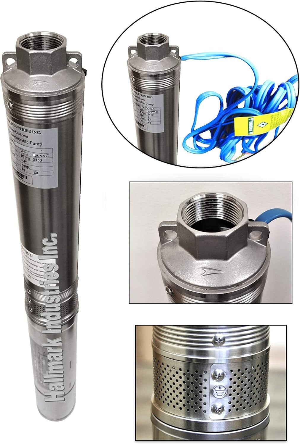 Efficient 2HP Deep Well Pump - 35 GPM with Thermal Protection & Stainless Steel