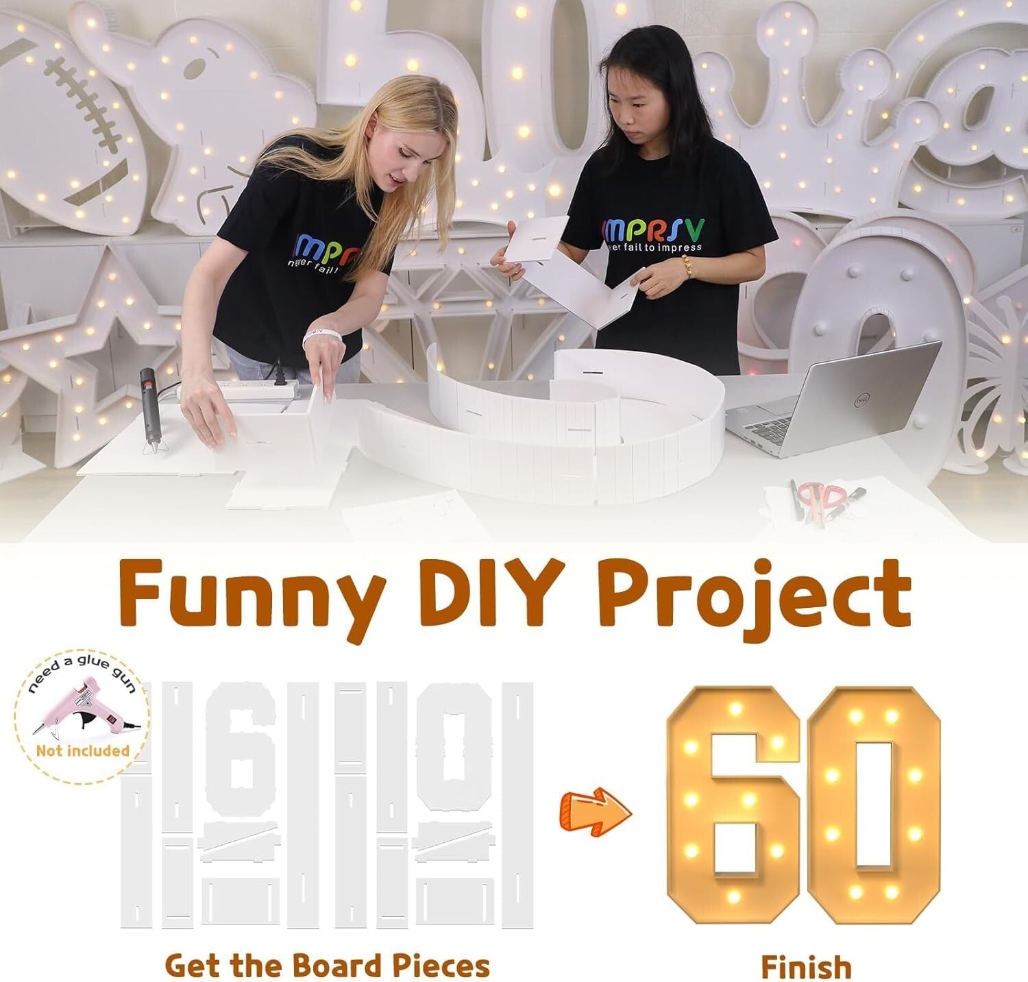 DIY Assemble Light Up 3FT Number 60 for Unforgettable Parties and Anniversaries