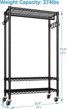 Load image into Gallery viewer, Compact Garment Rack with Lockable Wheels &amp; 374 lbs Capacity for Small Spaces