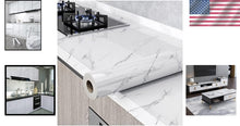 Load image into Gallery viewer, Glossy Marble Peel and Stick Wallpaper - Gray/White Durable Countertop Film