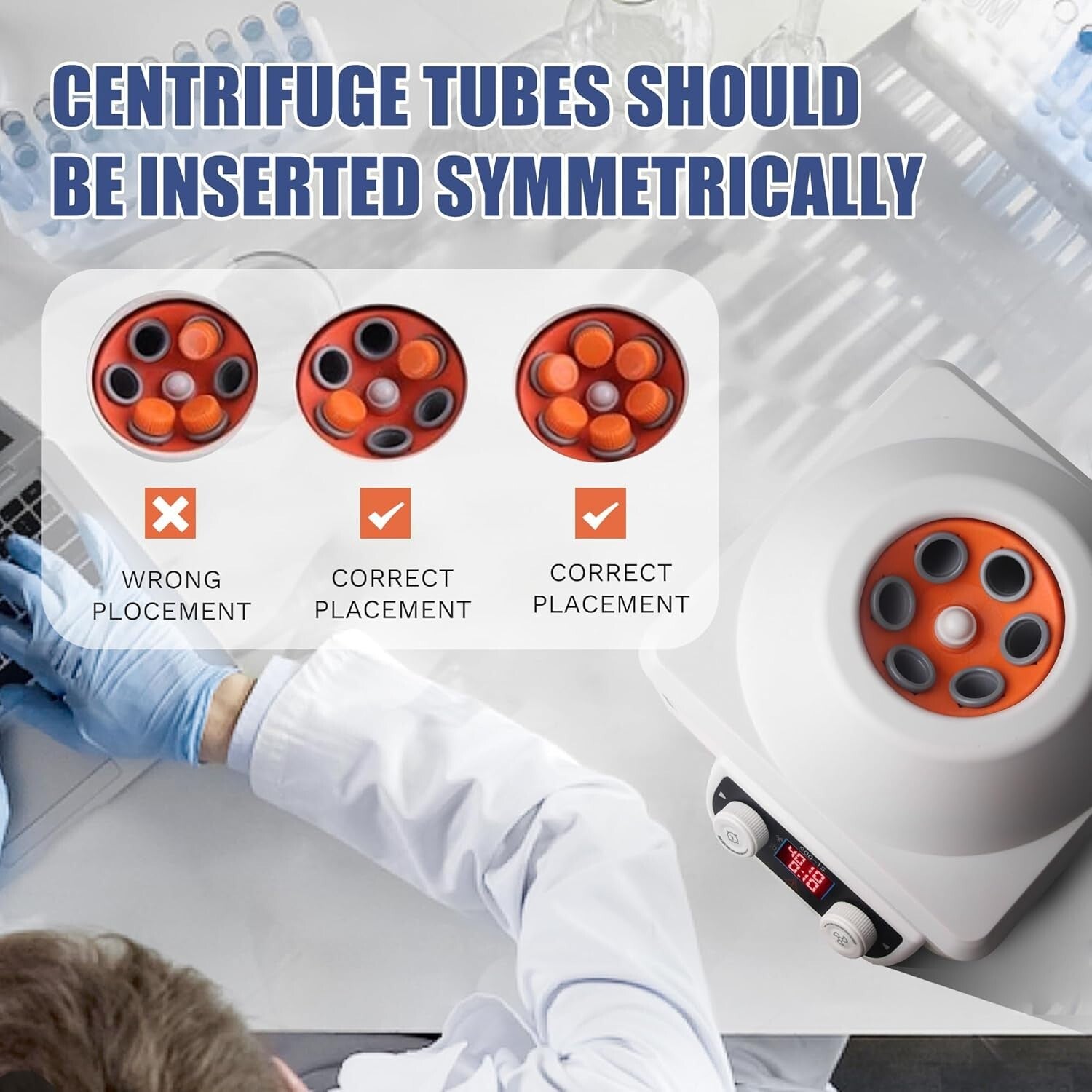 Compact Laboratory Centrifuge - 6x10ml with Digital LCD Timer & Safety Features