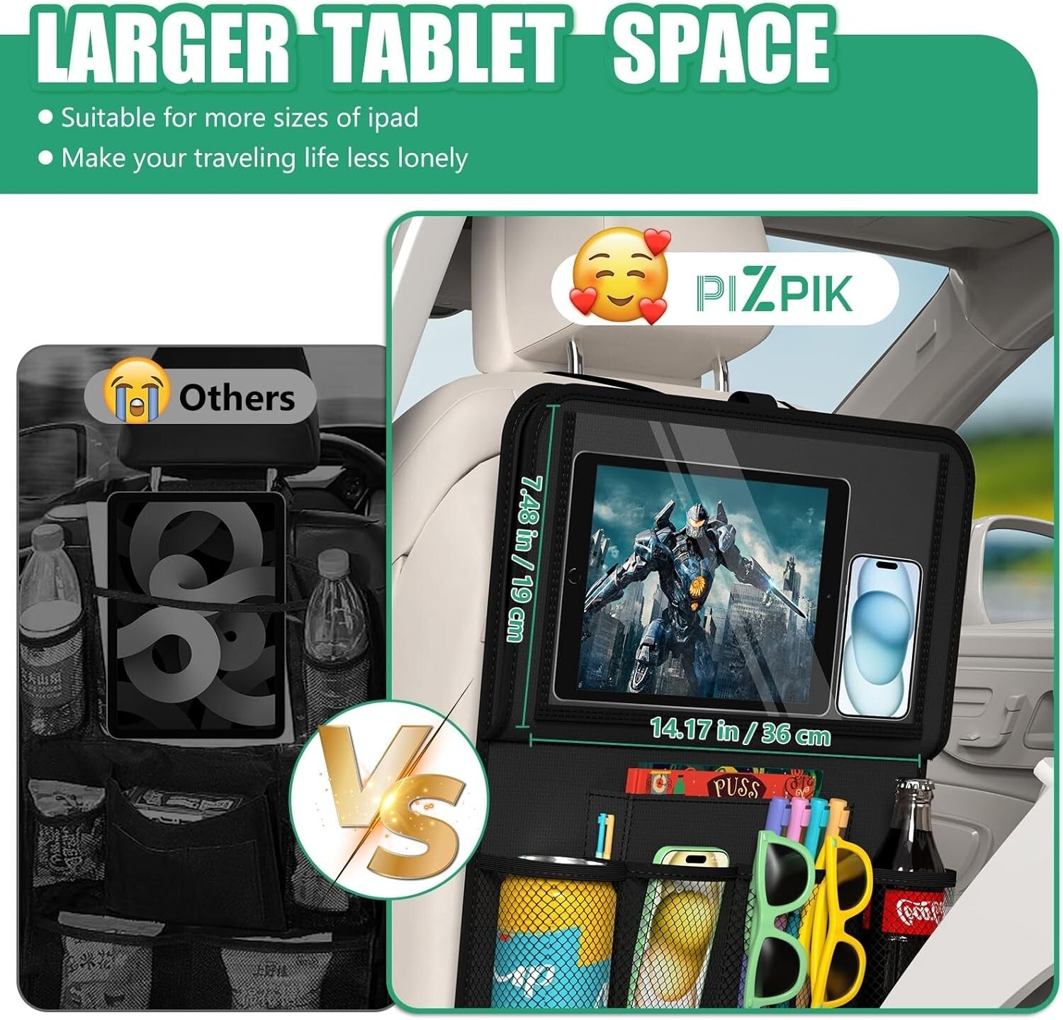 Family-Friendly Backseat Organizer with Quick Assembly and Travel Convenience