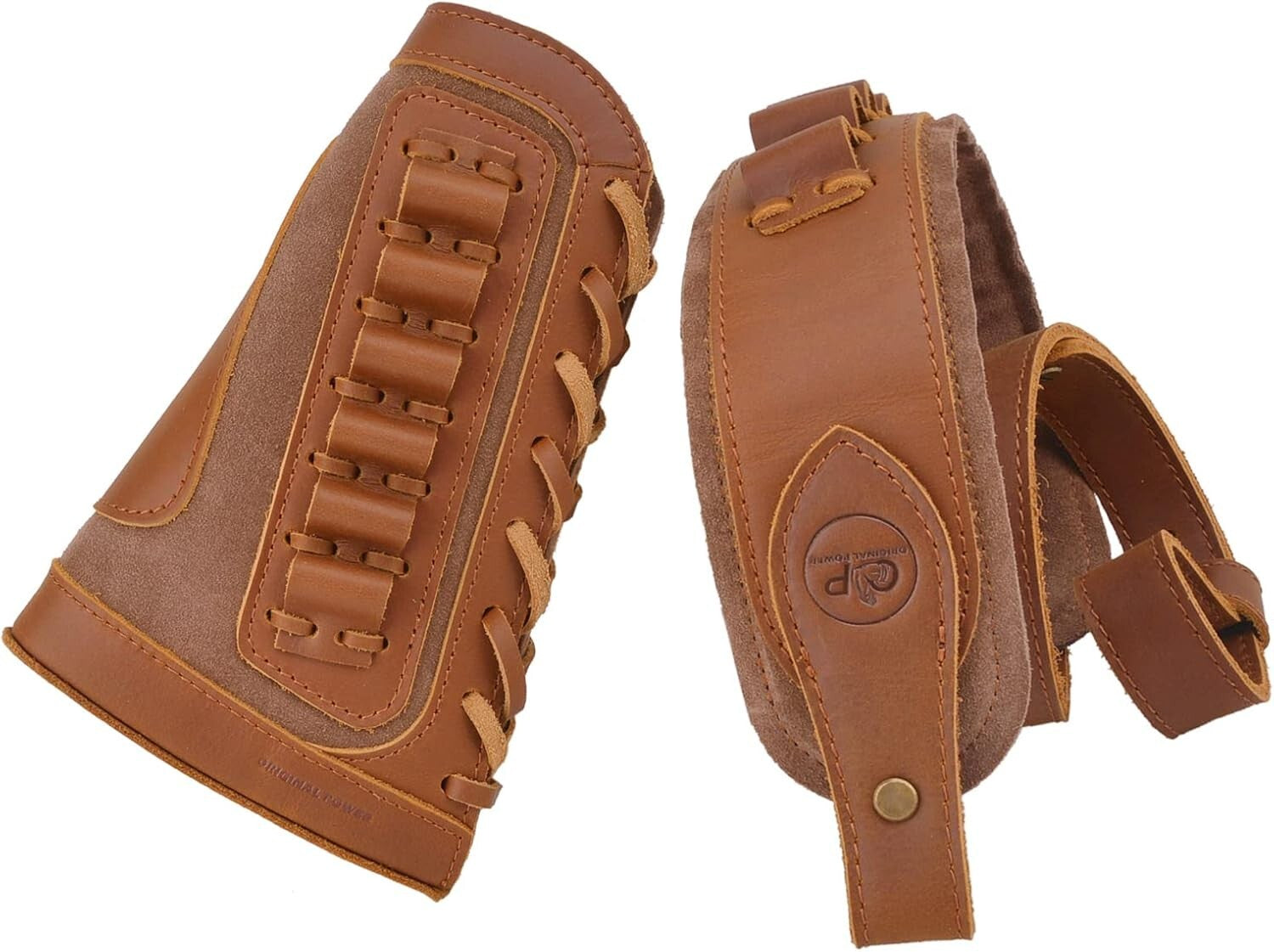 Ergonomic Leather Buttstock with Adjustable Rifle Sling for .30-30 & Beyond