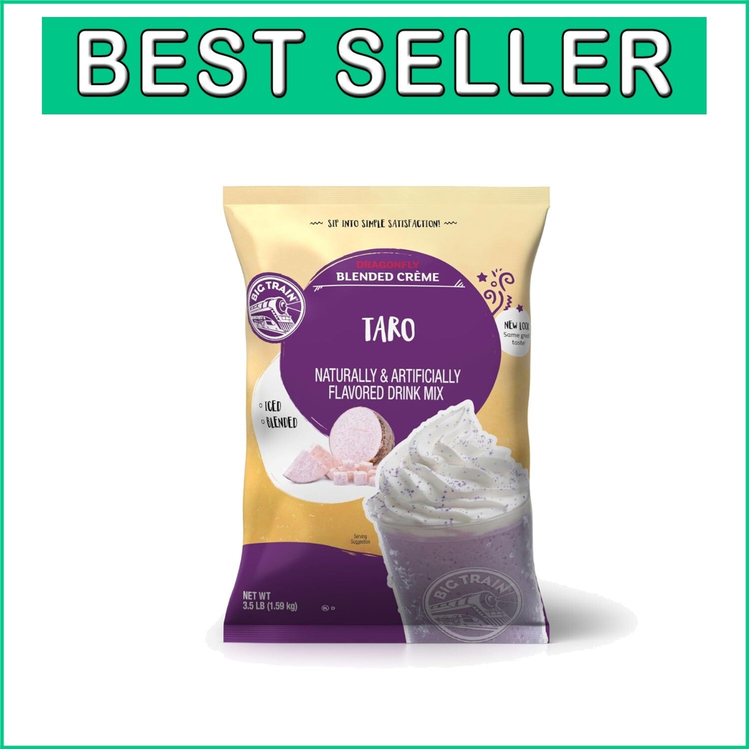 Dragonfly Taro Blended Crème Beverage Mix - 3.5 lb Pack for Instant Treats