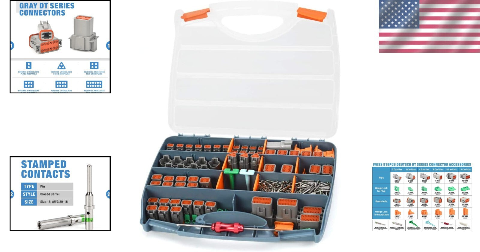 Deutsch DT Connector Kit - Waterproof 2-12 Pin Way, 519-Piece Set for Automotive