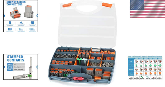 Deutsch DT Connector Kit - Waterproof 2-12 Pin Way, 519-Piece Set for Automotive