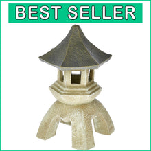 Load image into Gallery viewer, Handcast Vintage Style Pagoda Lantern - 11'' Wide, Freestanding Garden Accent