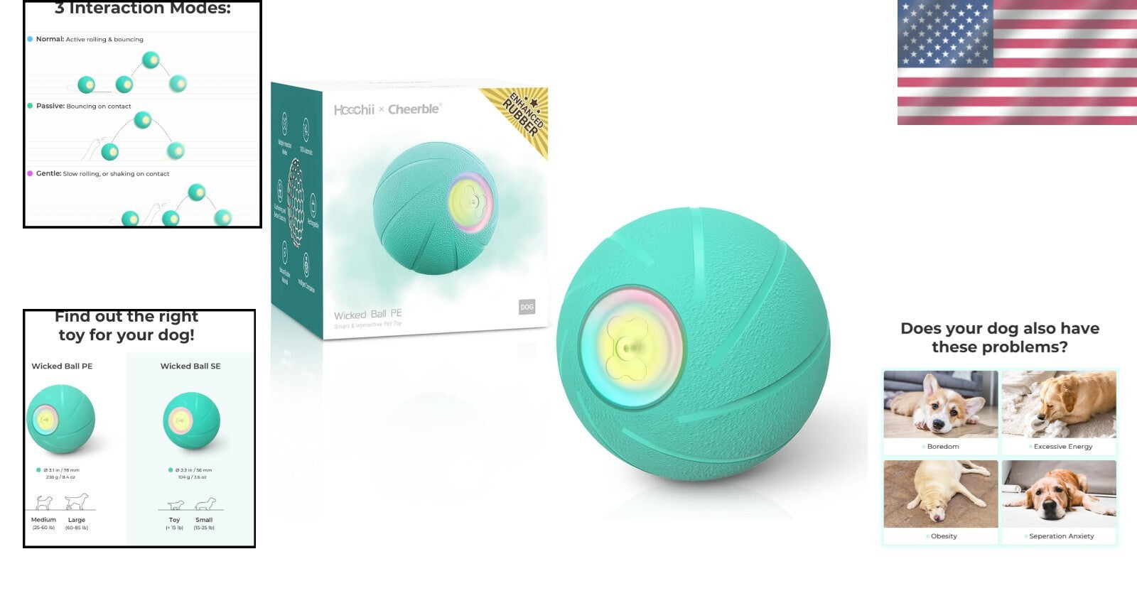 Active Rolling Dog Toy Ball - LED Light & Durable Design for Medium/Large Dogs