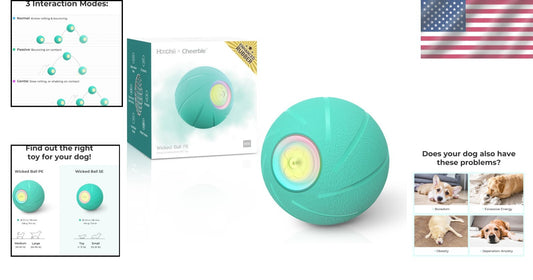 Active Rolling Dog Toy Ball - LED Light & Durable Design for Medium/Large Dogs