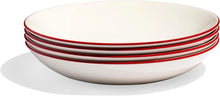 Load image into Gallery viewer, Elegant White and Red Rim Entrée Bowls - 10-Inch, Dishwasher and Microwave Safe
