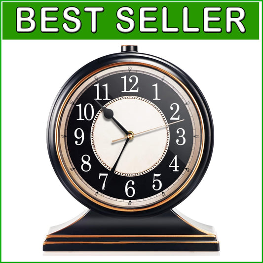 Classic Black and Gold 10-Inch Silent Desk Clock - Ideal Living Room Accent