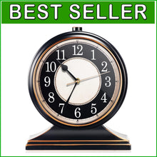 Load image into Gallery viewer, Classic Black and Gold 10-Inch Silent Desk Clock - Ideal Living Room Accent
