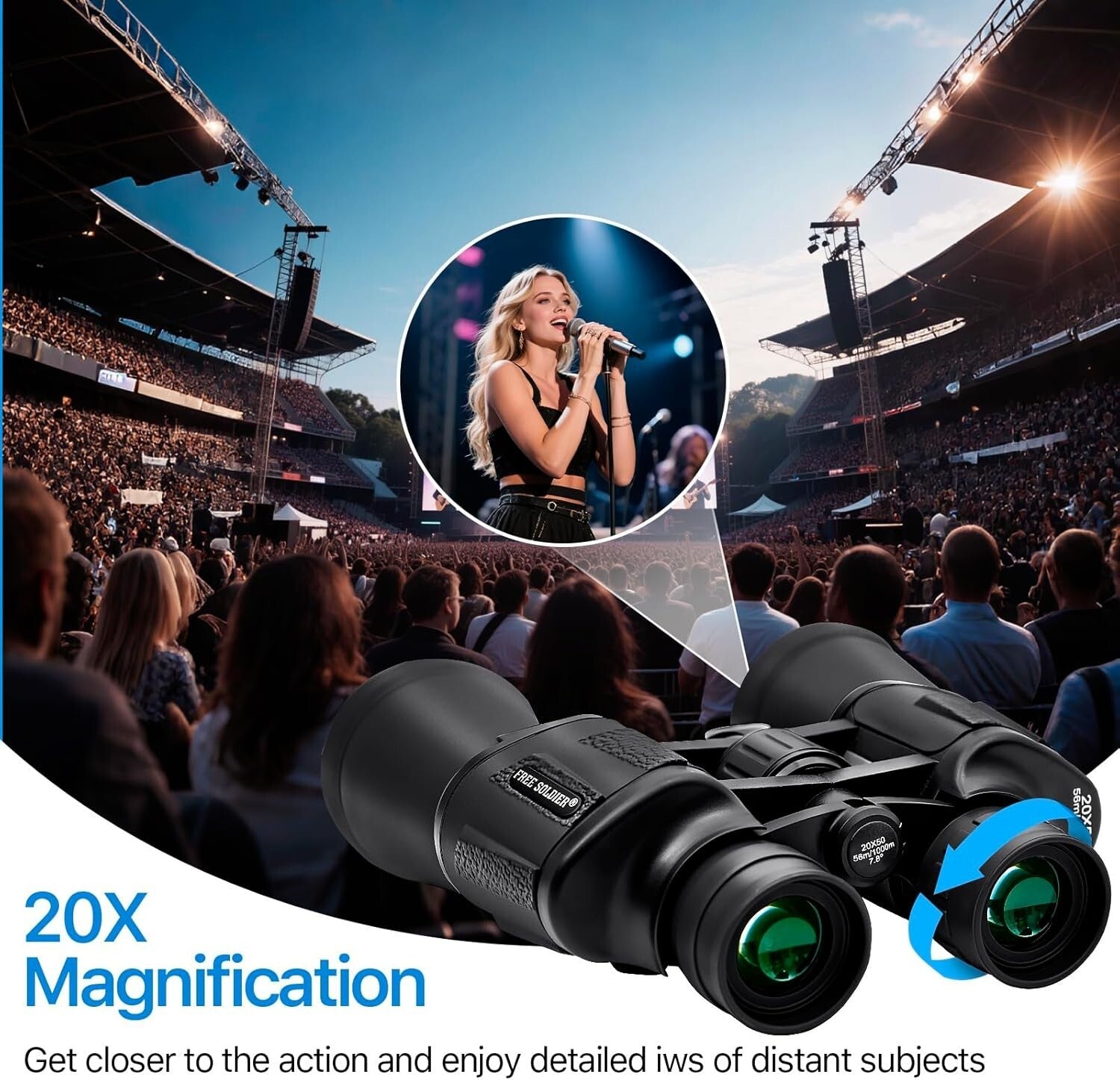 20x50 High Power Waterproof Binoculars with Smartphone Adapter for Bird Watching