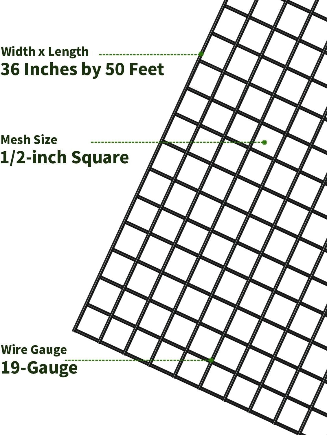 1/2 Inch Coated Wire Mesh Roll - Durable 19-Gauge Hardware Cloth for Enclosures