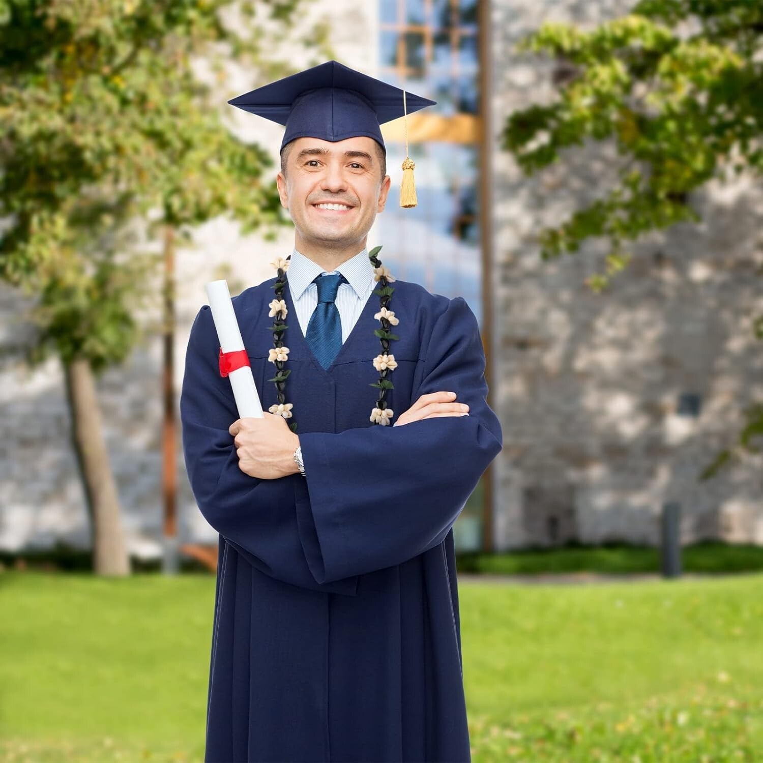 Pack of 6 Adjustable Hawaiian Kukui Nut Leis - 32'' Graduation Accessories