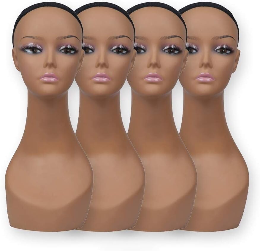 Gift-Ready 4 Pcs Mannequin Head Set - Perfect for Wig & Facial Accessory Display