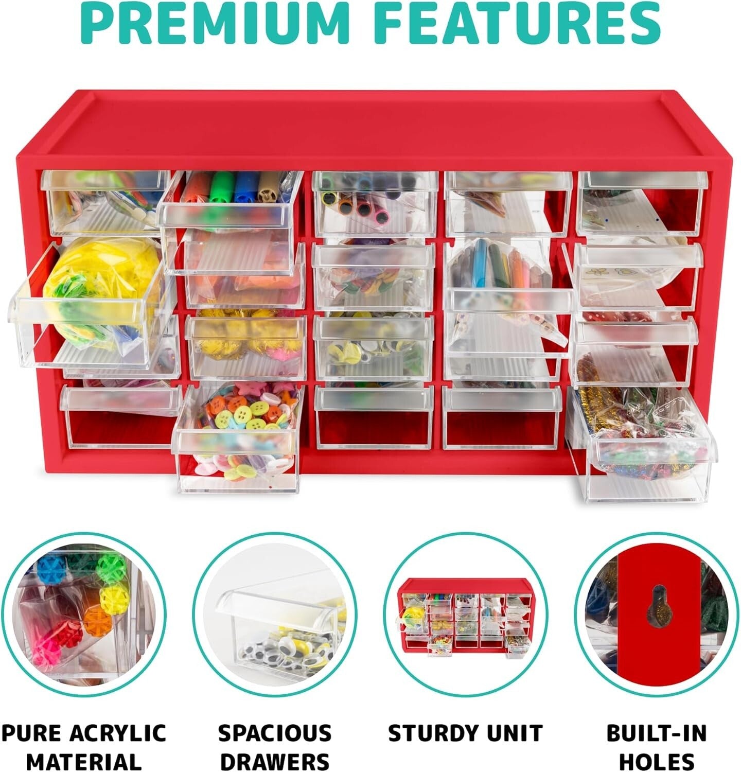 Ultimate Arts and Crafts Supplies Set for Kids - 2000+ Creative Pieces in Red
