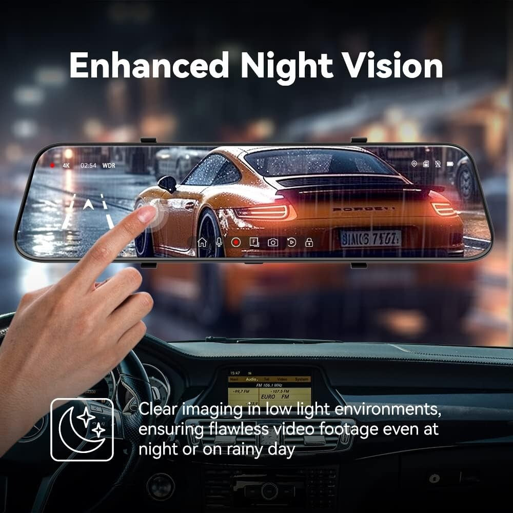 Advanced 4K Mirror Dash Cam with Blind Spot Detection & Loop Recording Features