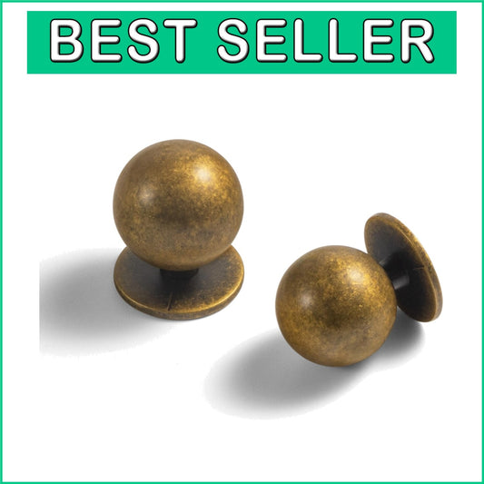 Durable Antiqued Brass Cabinet Knobs - Set of 12 with Ergonomic Grip