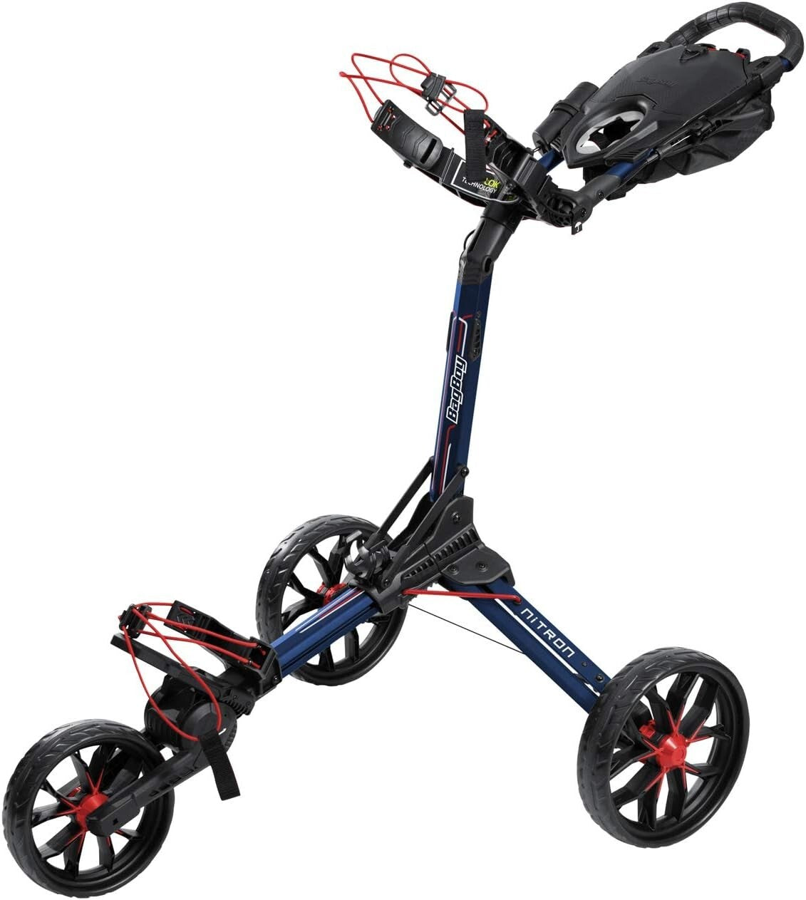 All-in-One Golf Push Cart with Storage, Smooth Wheels, and Umbrella Holder