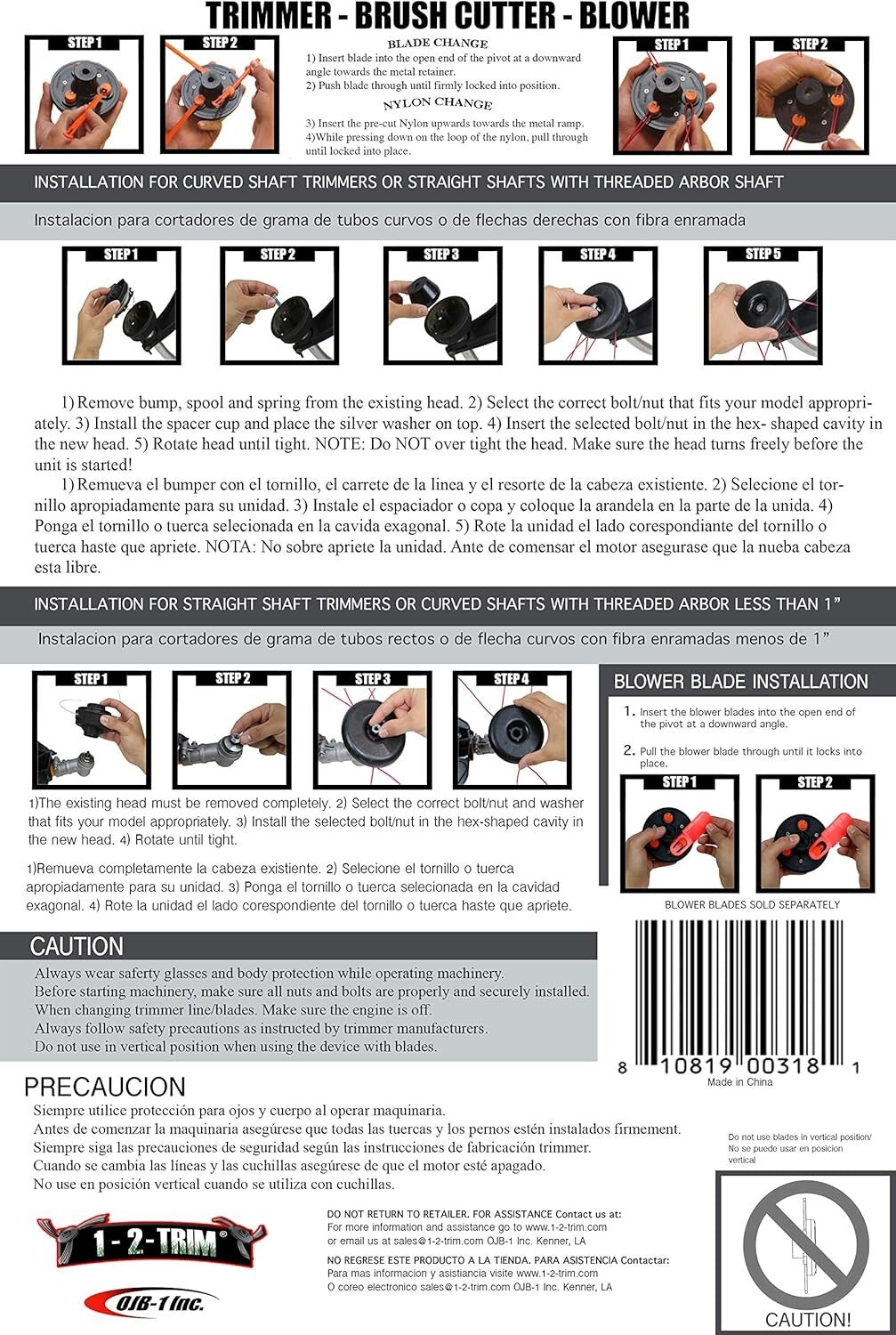 High-Quality Replacement Weed Eater Head with Blade & Line Kit for Gas Trimmers