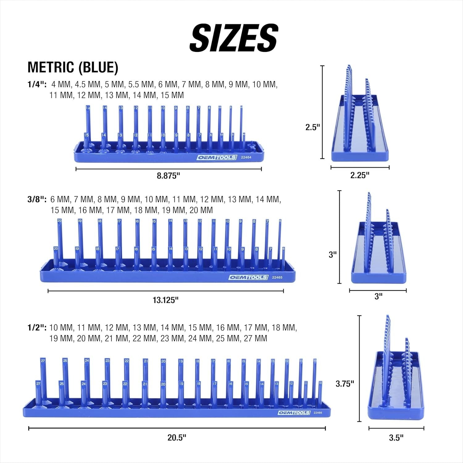 All-In-One 6 Piece Socket Tray Set - Keep Your SAE & Metric Sockets Tidy