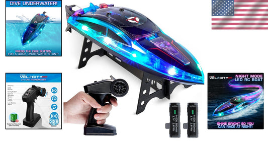 High-Speed Underwater Racing RC Boat with User-Friendly Remote - Family Favorite