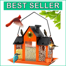 Load image into Gallery viewer, Elegant Hanging Solar Bird Feeder with Water Cup - Ideal for Cardinals &amp; Finches