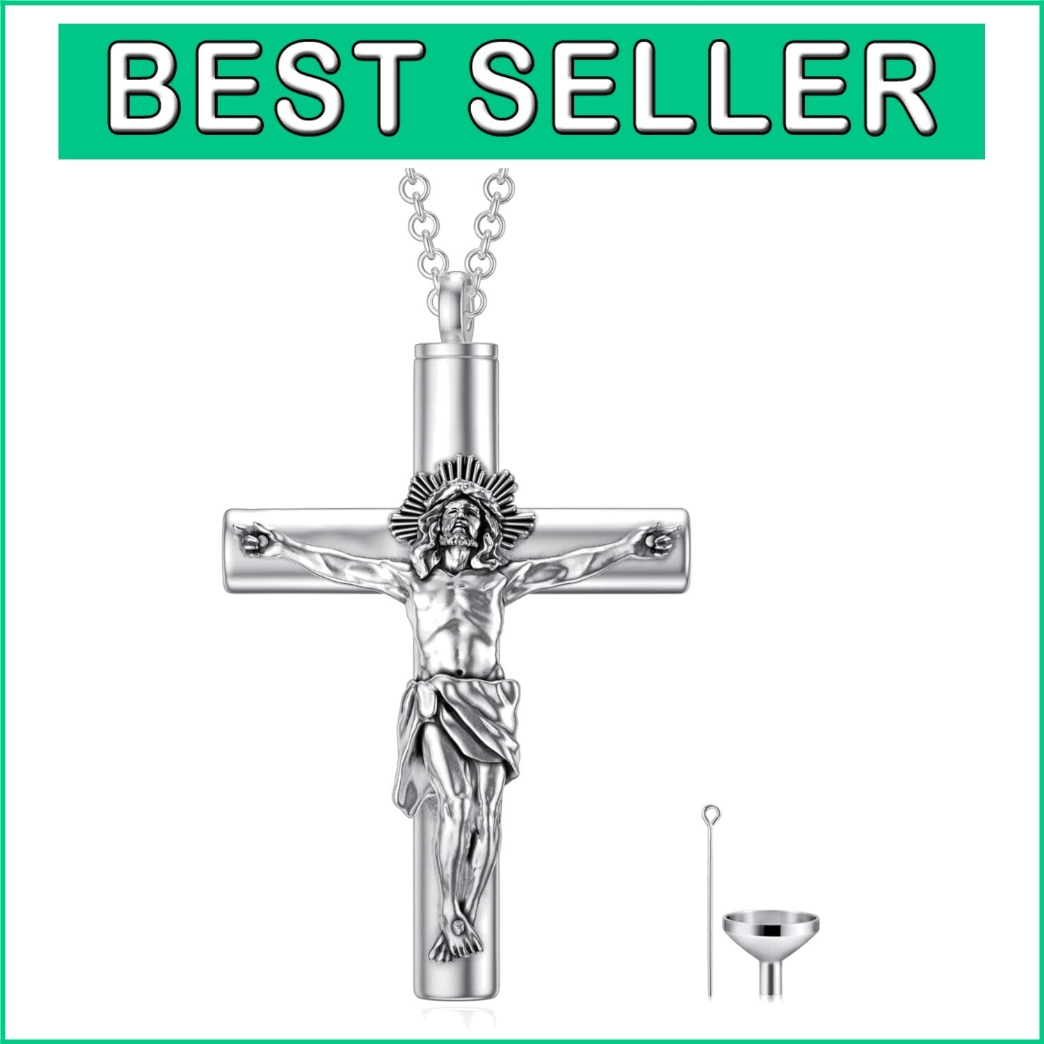 Waterproof Cremation Necklace for Ashes - Cross Pendant for Men & Women