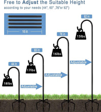 Load image into Gallery viewer, Rust-Resistant Adjustable Shepherd Hooks, 92" High with 5 Base Prongs - Black