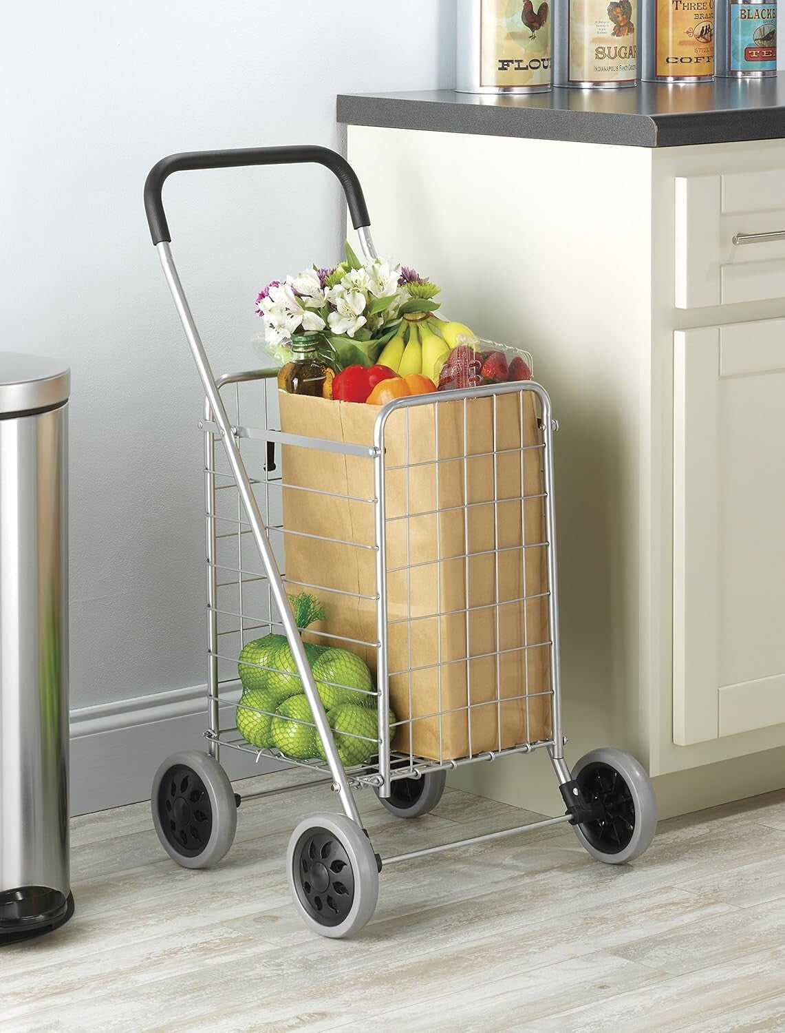 Versatile Folding Shopping Utility Cart for Groceries, Laundry & Gear - 7 lbs