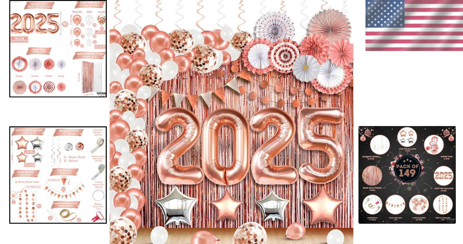 Giant 40-Inch 2025 Balloons with Fringe Backdrop for Ultimate Grad Celebration