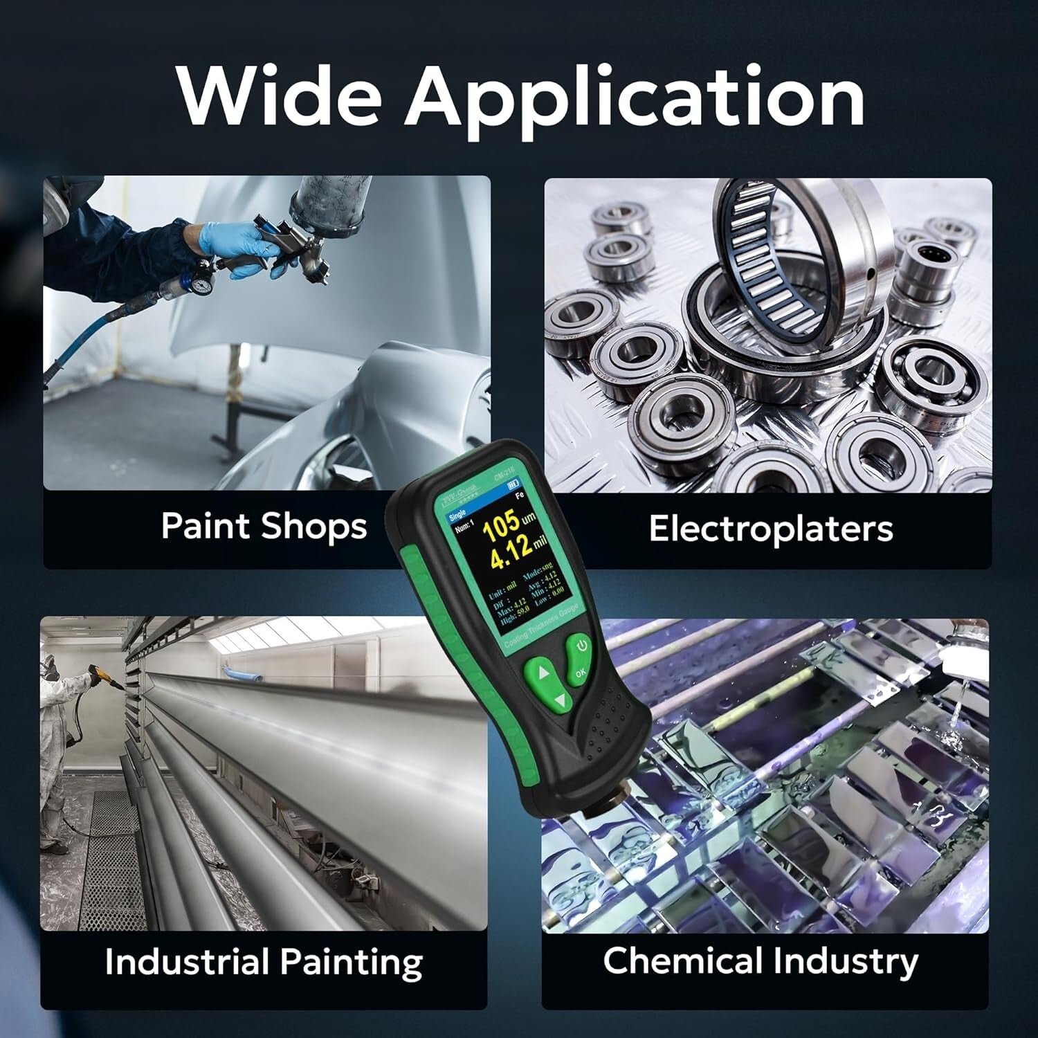 Digital Coating Thickness Gauge - Precision Paint Depth Meter with USB Recharge