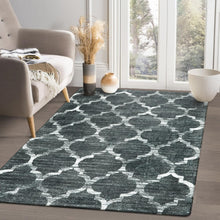 Load image into Gallery viewer, 3x5 Moroccan Trellis Rug - Stylish Dark Grey Non-Slip for Living Room &amp; Kitchen